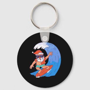Surfing Santa Keychain