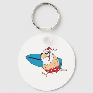 surfing santa keychain