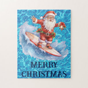 Surfing Santa Merry Christmas Puzzle