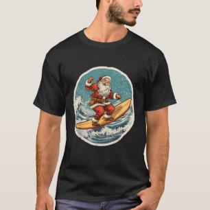 Surfing Santa on Surfboard Christmas in July Summe T-Shirt