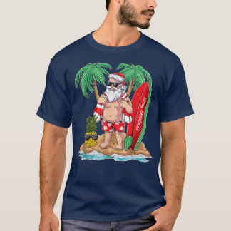 Surfing Santa Pineapple Xmas in July Hawaiian Beac T-Shirt