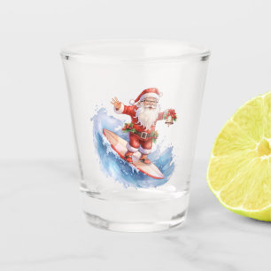 Surfing Santa Shot Glass