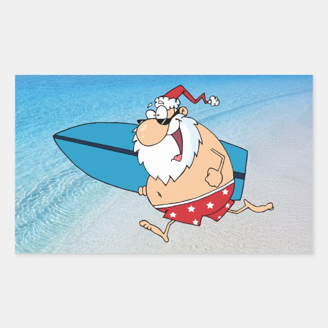 surfing santa sticker (Front)