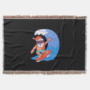 Surfing Santa Throw Blanket