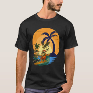 Surfing Santa Toucan and funny skeleton Tropical C T-Shirt
