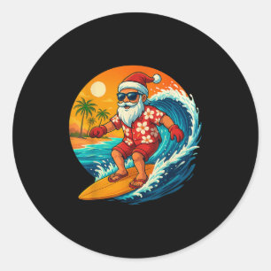 Surfing Santa Trocal Christmas Holiday Hawaiian Be Classic Round Sticker