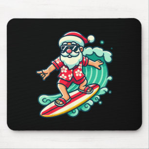 Surfing Santa Tropical Christmas Vacation Xmas In  Mouse Pad