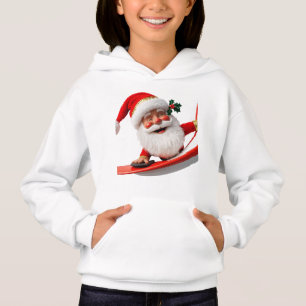 Surfing Santa with Christmas Lights Kids Pullover