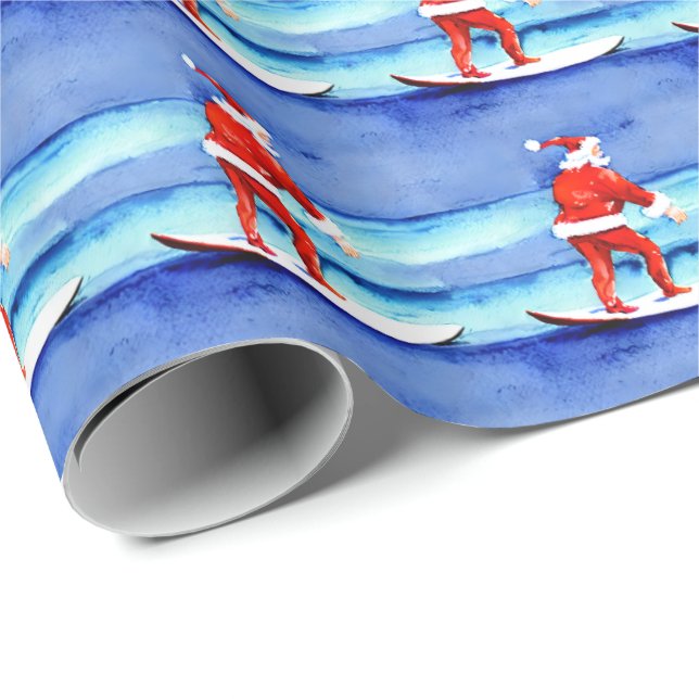 Surfing Santa Wrapping Paper (Roll Corner)
