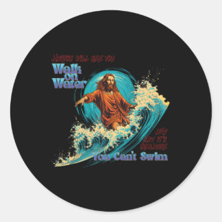 Surfing Savior Jesus Christ, The Master Of Waves  Classic Round Sticker