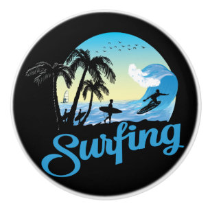 Surfing Sea Beach Ceramic Knob