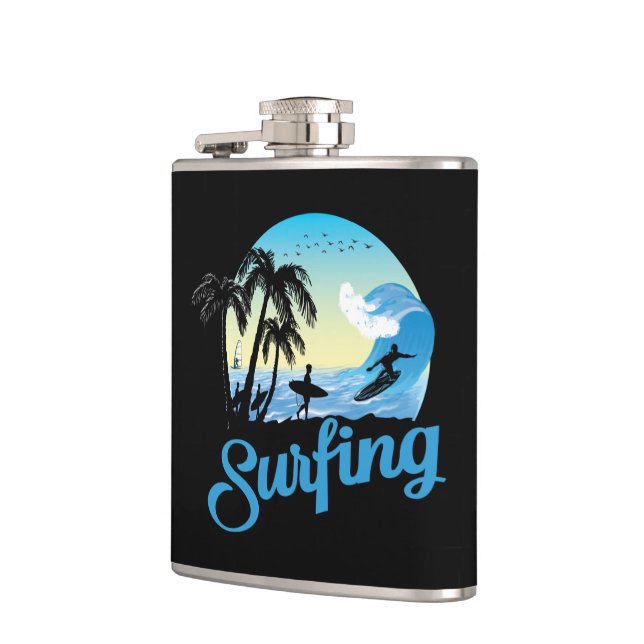 Surfing Sea Beach Hip Flask (Left)