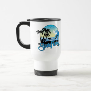 Surfing Sea Beach Travel Mug