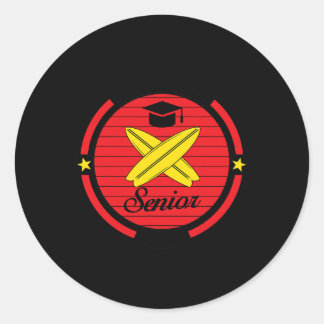 Surfing Senior Player Graduation Cl Of Graduate  Classic Round Sticker