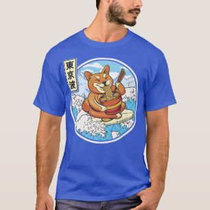 Surfing Shiba Inu Eating Ramen Japan Waves Kawaii T-Shirt