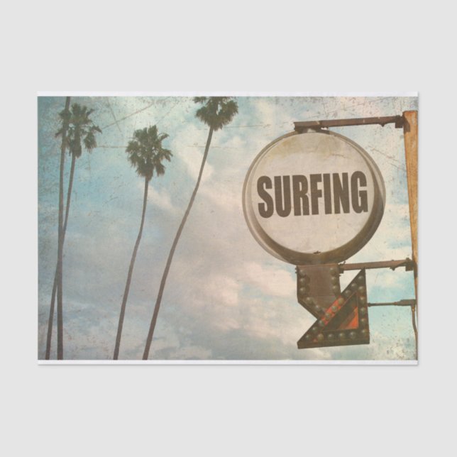 Surfing Sign Retro Beach Decoupage Paper (Front)