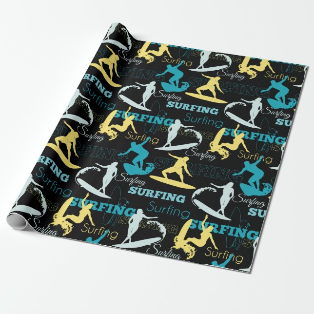 Surfing Silhouettes  Wrapping Paper (Unrolled)