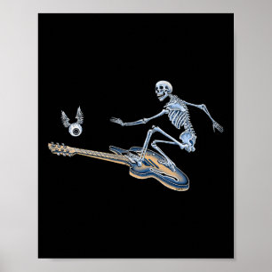Surfing Skeleton Halloween Themed Surf Lovers Gift Poster