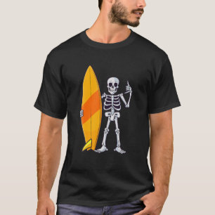 Surfing Skeleton Halloween Themed Surf Lovers T-Shirt