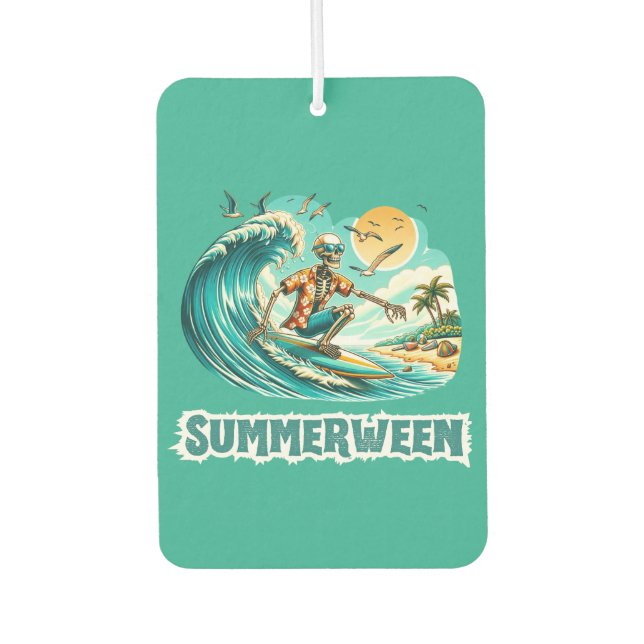 Surfing Skeleton Summerween Beach Vibes Air Freshener (Front)