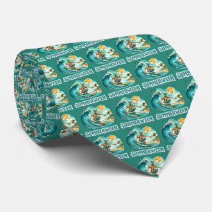 Surfing Skeleton Summerween Beach Vibes Tie