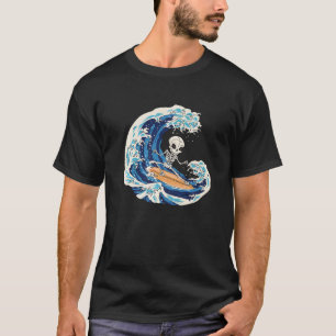 Surfing Skeleton Surfer Surf Wave Skull Surfing Sk T-Shirt