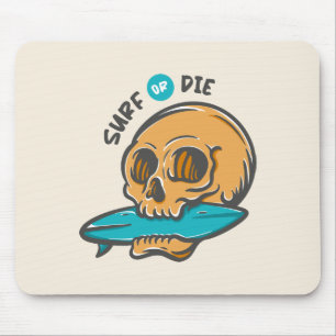 Surfing Skull Mouse Pad