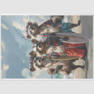 Surfing Skunks on the Beach Decoupage  Tissue Paper