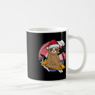 Surfing Sloth Christmas In July Beach Summer Vacat Coffee Mug