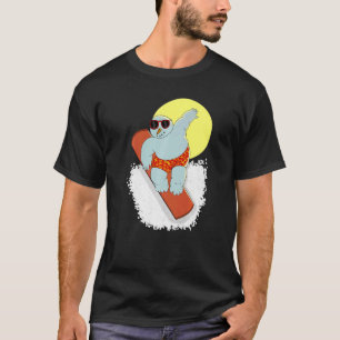 Surfing Snow Man Snowboard Snowman Cool Graphic T-Shirt