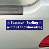Surfing & Snowboarding Equation bumper sticker (On Car)