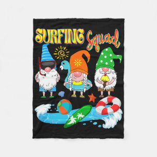 Surfing Squad Three Gnomes Hawaiian Surfing Summer Fleece Blanket