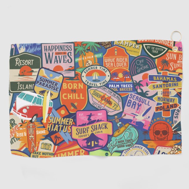 Surfing Stickers Golf Towel (Horizontal)