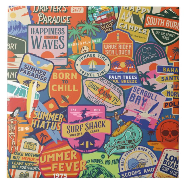 Surfing Stickers Tile (Front)