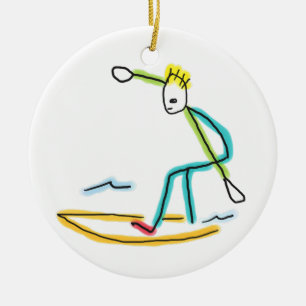 Surfing Stickman Ceramic Ornament