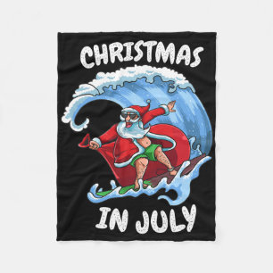 Surfing Summer Santa Christmas In July Vacation Gi Fleece Blanket