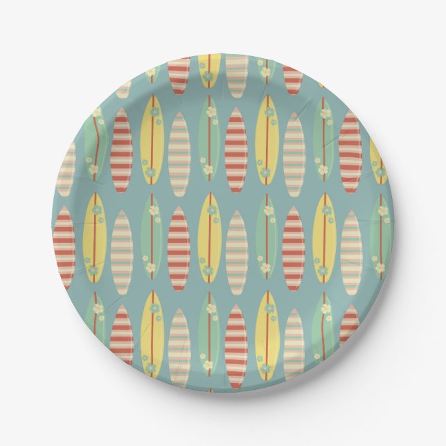 Surfing Summer Surf Boards Summer Birthday Paper Plate (Front)