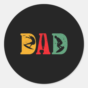 Surfing Summer Surfboarder Beach Lover Cool Retro  Classic Round Sticker