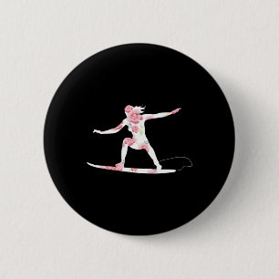 Surfing Summer - Surfer Beach Lover Cool Florals T 2 Inch Round Button
