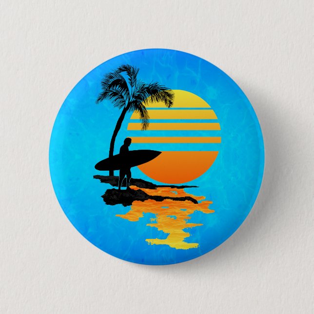 Surfing Sunrise 2 Inch Round Button (Front)