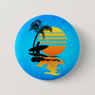 Surfing Sunrise 2 Inch Round Button