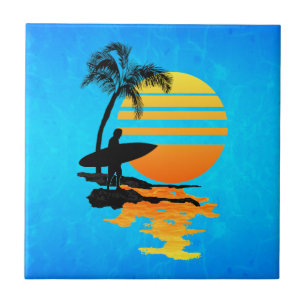 Surfing Sunrise Tile