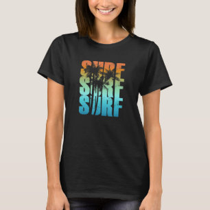 Surfing Sunset Palm Tree Cool Summer Vacation Men  T-Shirt