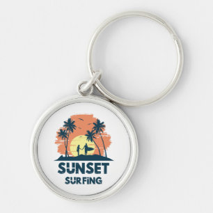 Surfing -Sunset Surfing Keychain