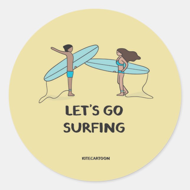 Surfing/Surf - Let's go surfing Classic Round Sticker (Front)