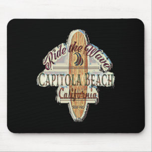Surfing, Surfboard, Distressed Longboard Capitola  Mouse Pad