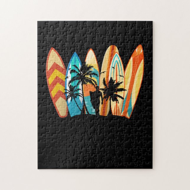Surfing Surfboard Vintage Classic Retro Jigsaw Puzzle (Vertical)