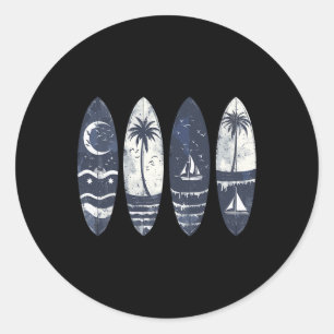 Surfing Surfboard Vintage Clic Retro Surfboarder S Classic Round Sticker