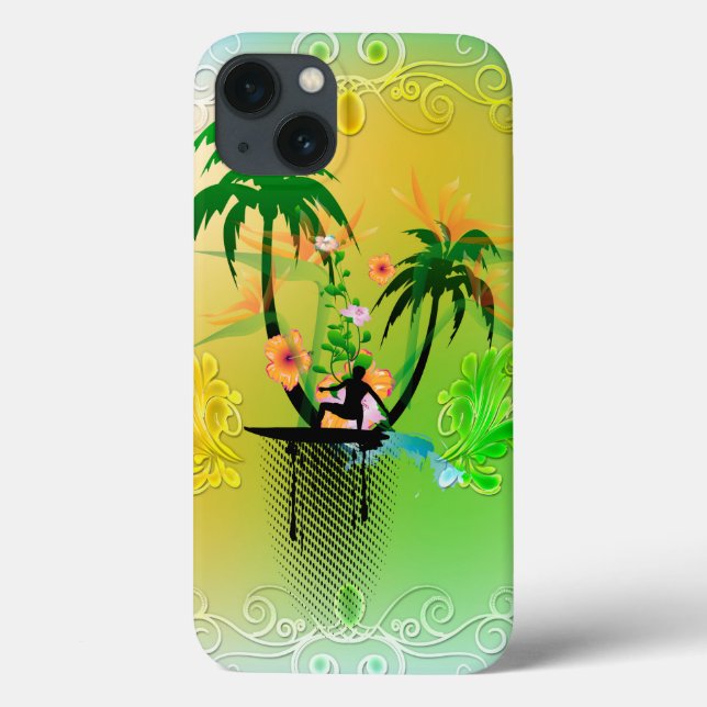 Surfing, surfboarder with plam Case-Mate iPhone case (Back)