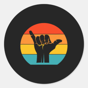 Surfing Surfer Handsign Retro Vintage Classic Round Sticker